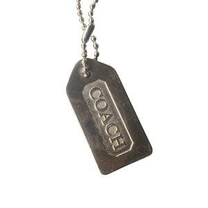 Coach Metallic Silver Tag Pendant